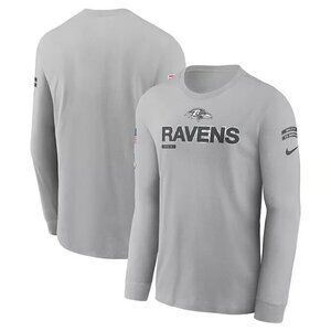 Men's Nike Gray Baltimore Ravens Salute To Service Long Sleeve T-Shirt, XL